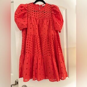 Coral/Red Eyelet Dress